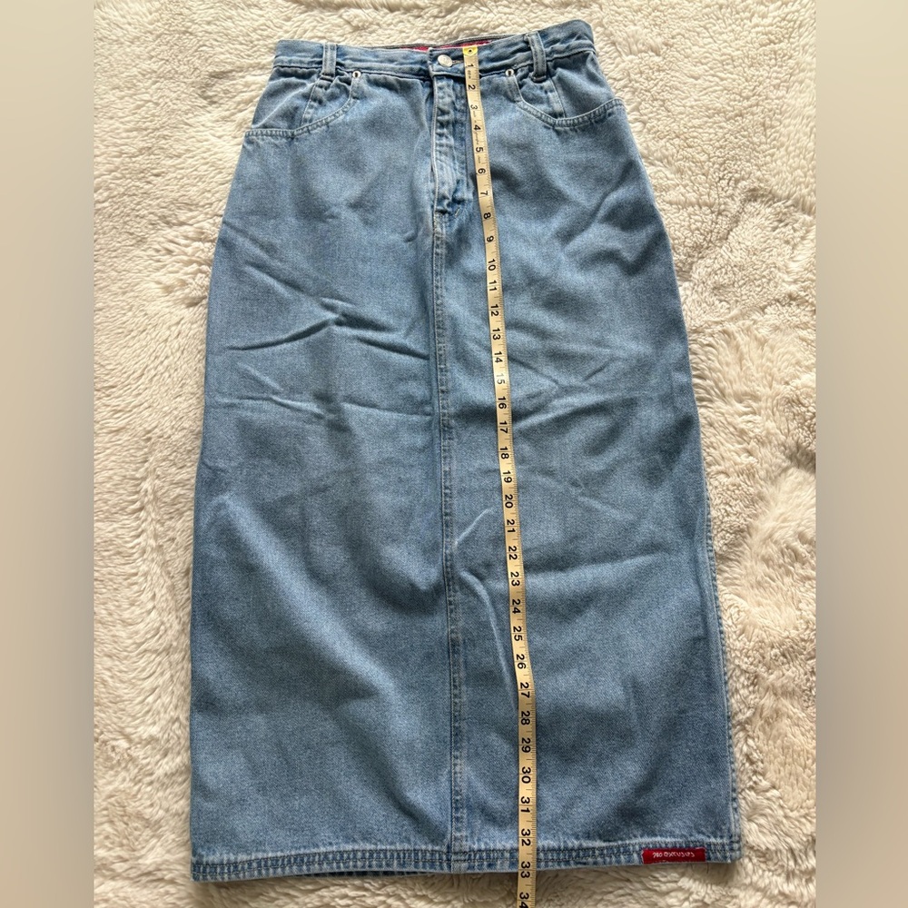 VTG No Excuses Femme Fatale High Rise Denim Midi Skirt - Picture 6 of 12